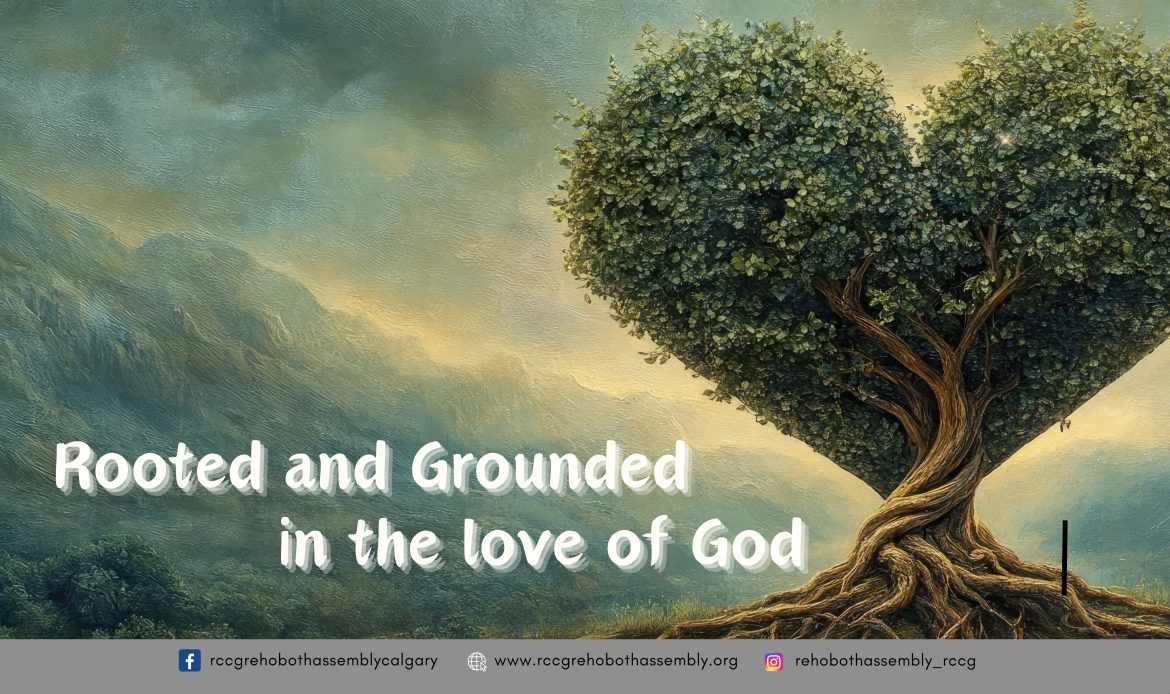 A tree with strong roots, whose leaves form the shape of a heart.